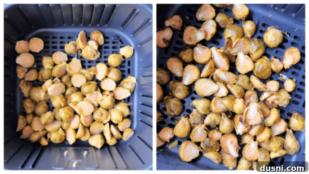 Brussels sprouts in an air fryer basket