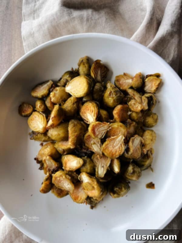 Air fried pickled Brussels sprouts