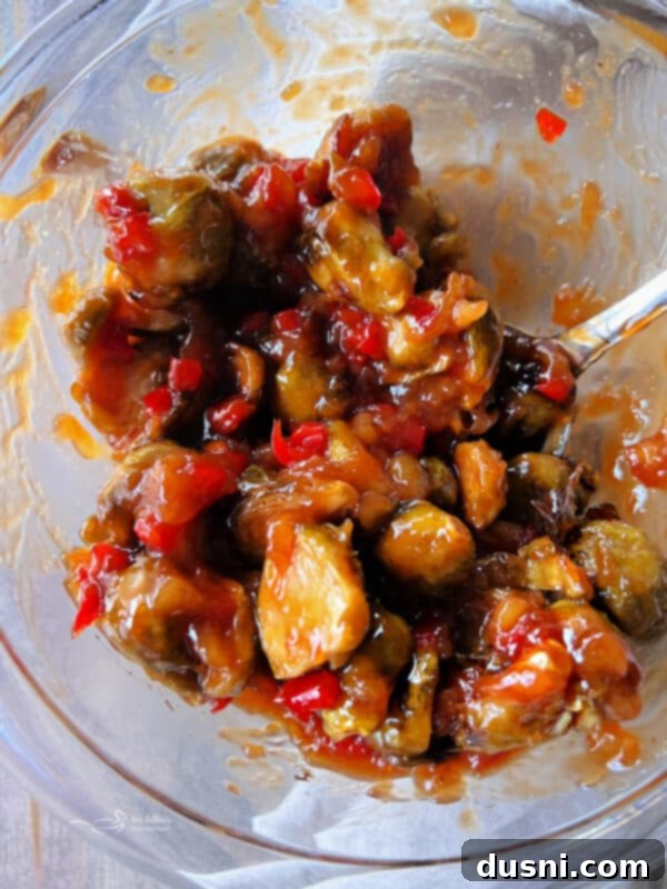 Mixing sweet and sour Brussels sprouts