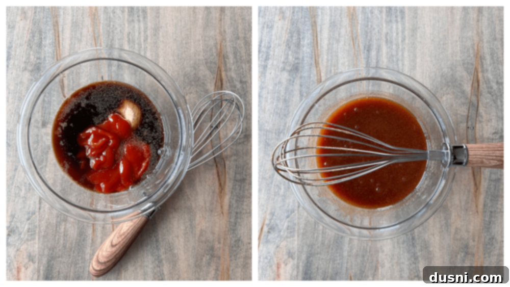 Whisking sauce ingredients