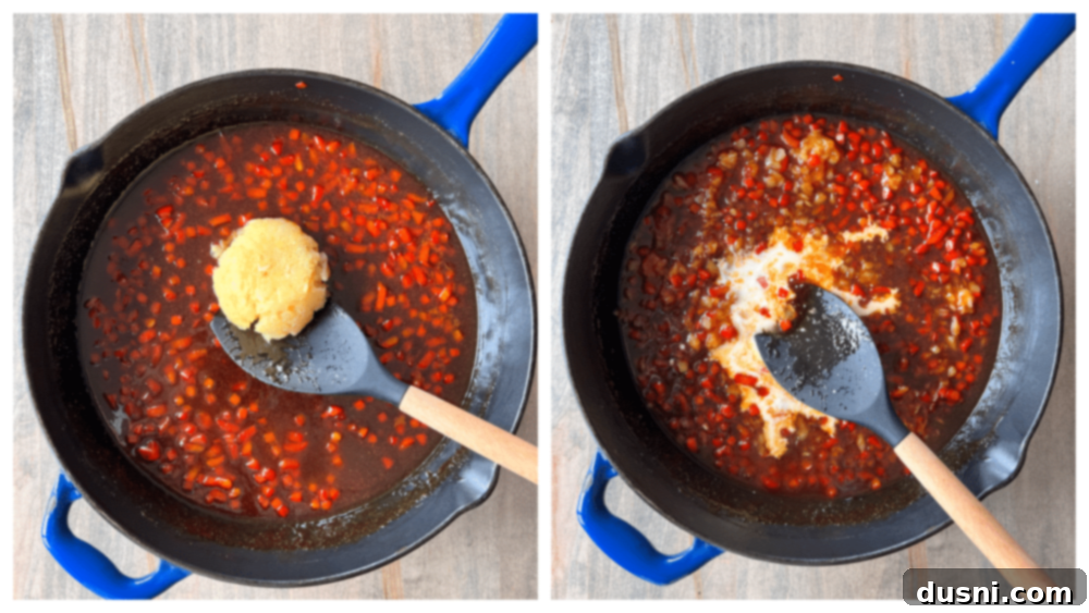 Adding crushed pineapple to sweet and sour sauce