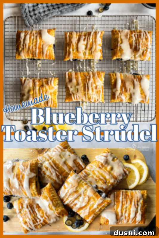 Homemade Blueberry Toaster Strudel on a cooling rack