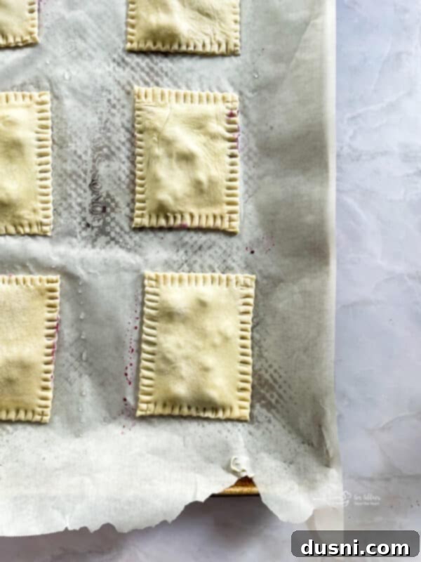 Homemade blueberry toaster strudels ready for the oven