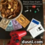 overhead of crock pot chex mix - hasbro game channel monopoly game set