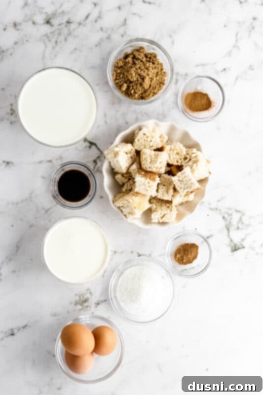 French toast casserole baking in a dish, showing the golden-brown streusel topping.