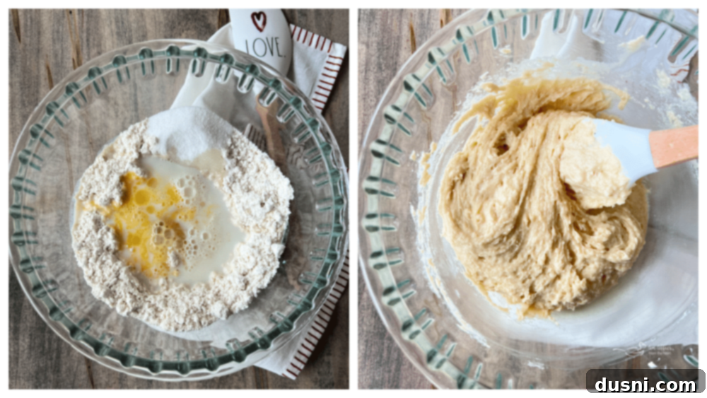 Bisquick muffin batter ingredients in a bowl