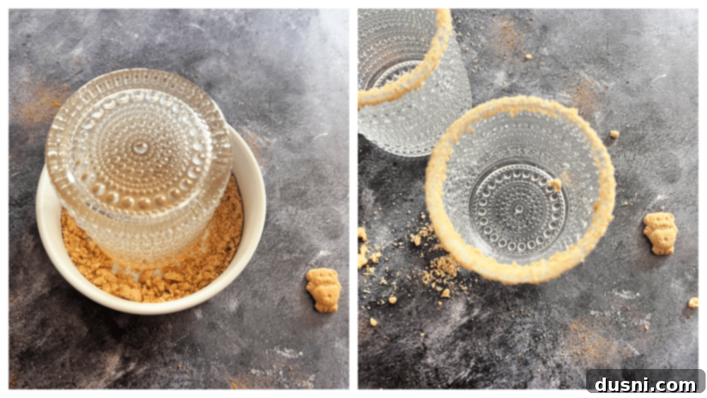 Banana Cream Dream Shake 7 Step-by-step image showing graham cracker crumbs being folded into the shake mixture