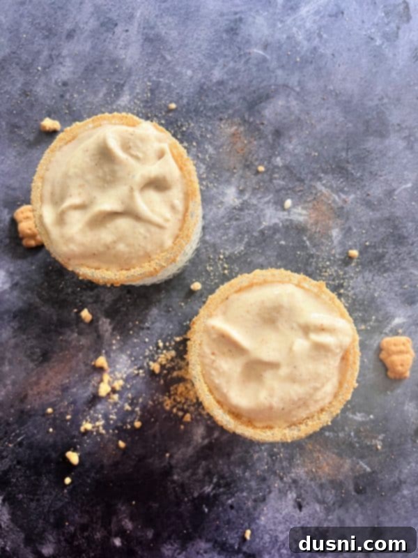 Banana Cream Dream Shake 8 A glass with a graham cracker rim, ready for the shake