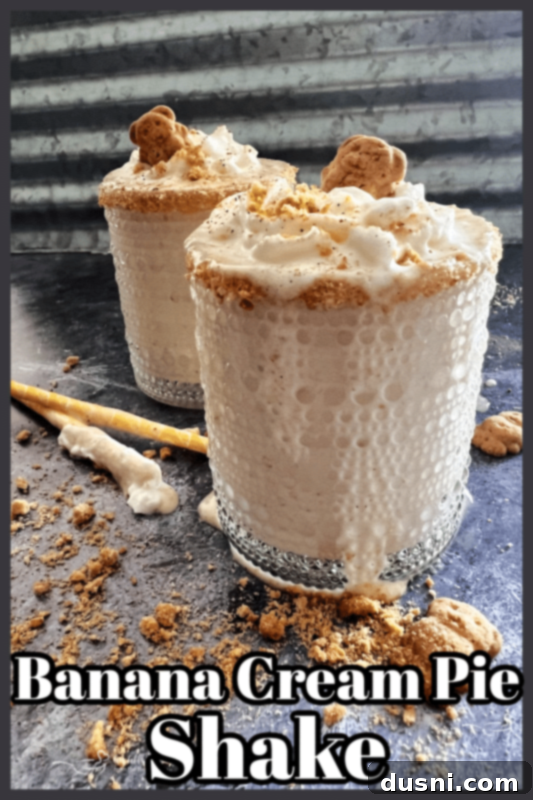 Banana Cream Dream Shake 10 Finished Banana Cream Pie Shake with whipped cream and graham cracker toppings