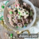 Pot of Gold Snack Blend 21 Lucky Charms snack mix in a white bowl