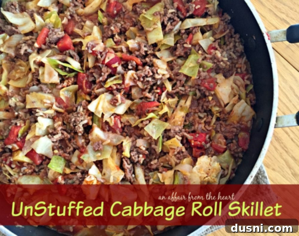 Lazy Cabbage Roll Skillet 12 A vibrant, delicious Unstuffed Cabbage Roll Skillet, an affair from the heart, ready to be enjoyed.