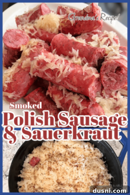 Savory Smoked Kielbasa and Sauerkraut 8 Smoked Polish Sausage & Sauerkraut final dish on a table