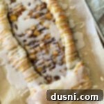 baked apple pumpkin strudel with icing