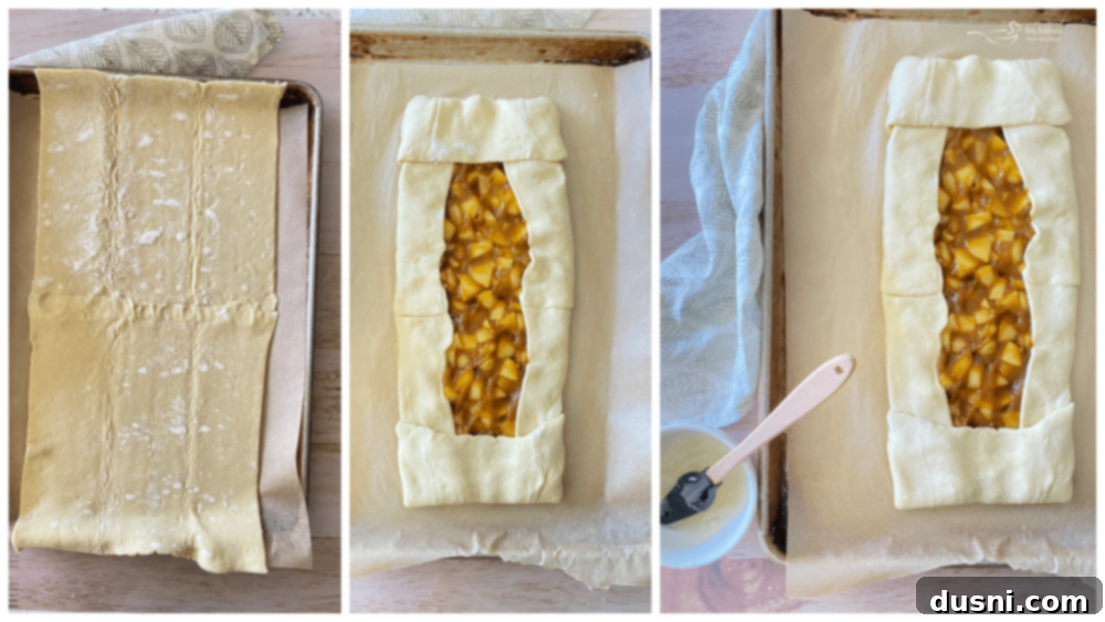 steps for assembling the apple pumpkin danish for baking