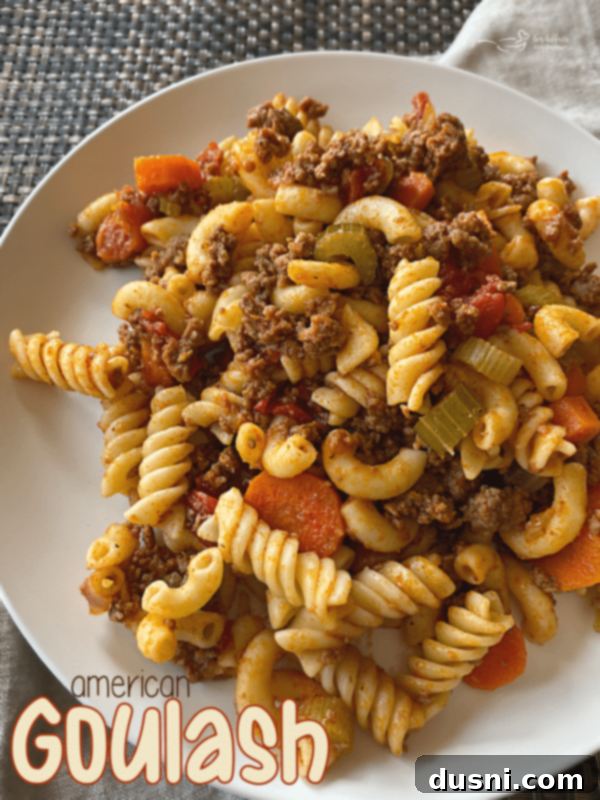 Serving of American Goulash in a bowl
