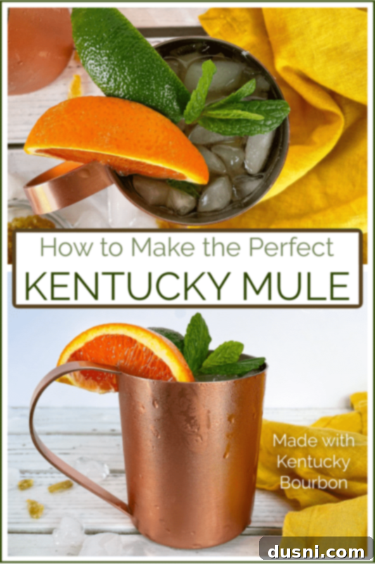 Stylized image of a Kentucky Mule in a copper mug with text 'How to make the Perfect Kentucky Mule'