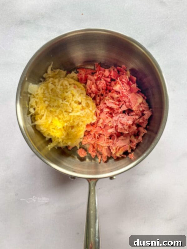 corned beef and kraut in pan