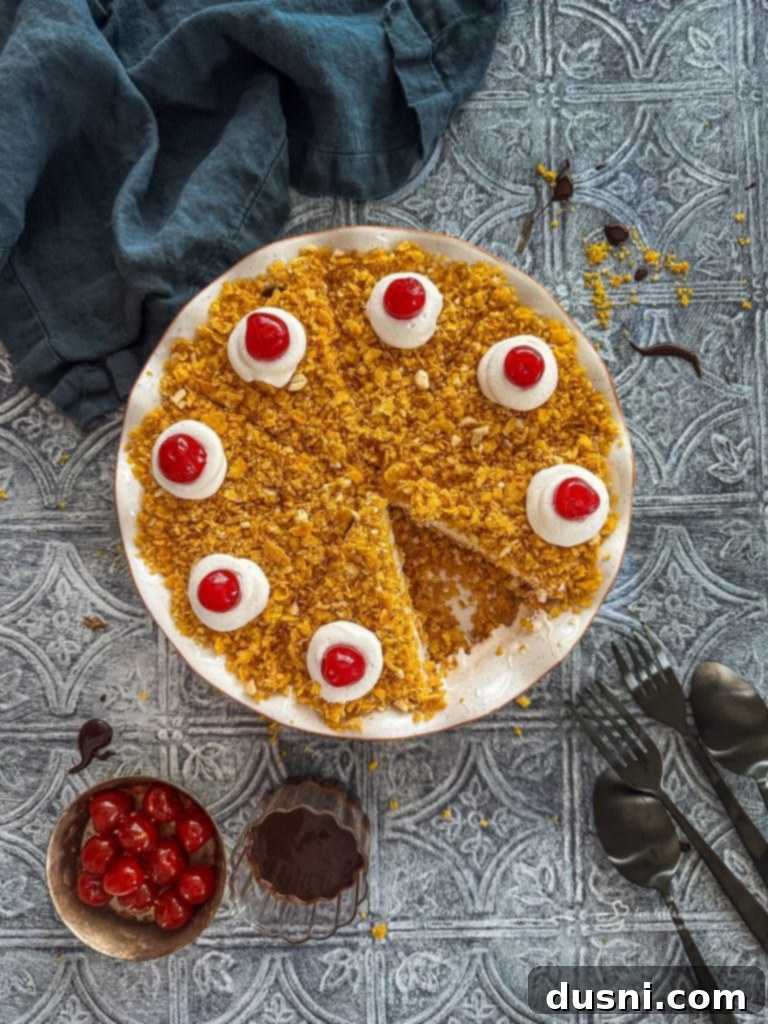 Fried Ice Cream Pie 3 Close-up of the crunchy cornflake and cashew crust on a no-bake fried ice cream pie