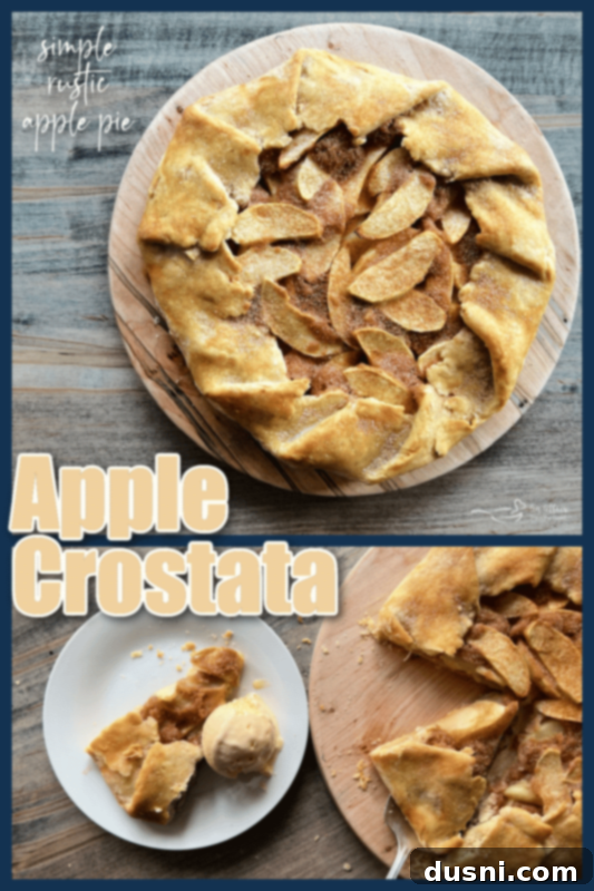 Apple Crostata with a slice removed, showing filling