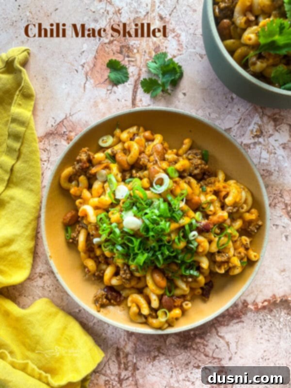 Hearty One-Pan Chili Mac 19 Delicious Chili Mac Skillet, a family-friendly comfort food.