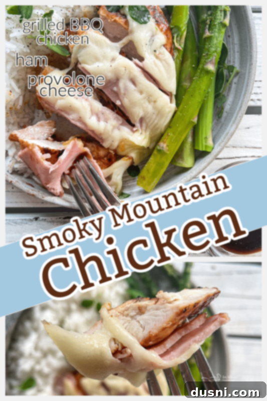 Visual graphic for Smoky Mountain Chicken recipe, inviting readers to save the recipe