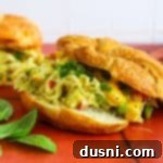 Peach Basil Chicken Salad in a croissant.