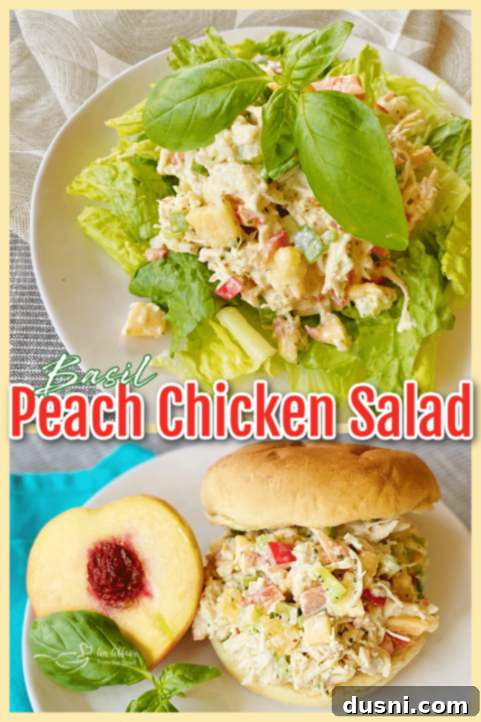Graphic for peach and chicken salad