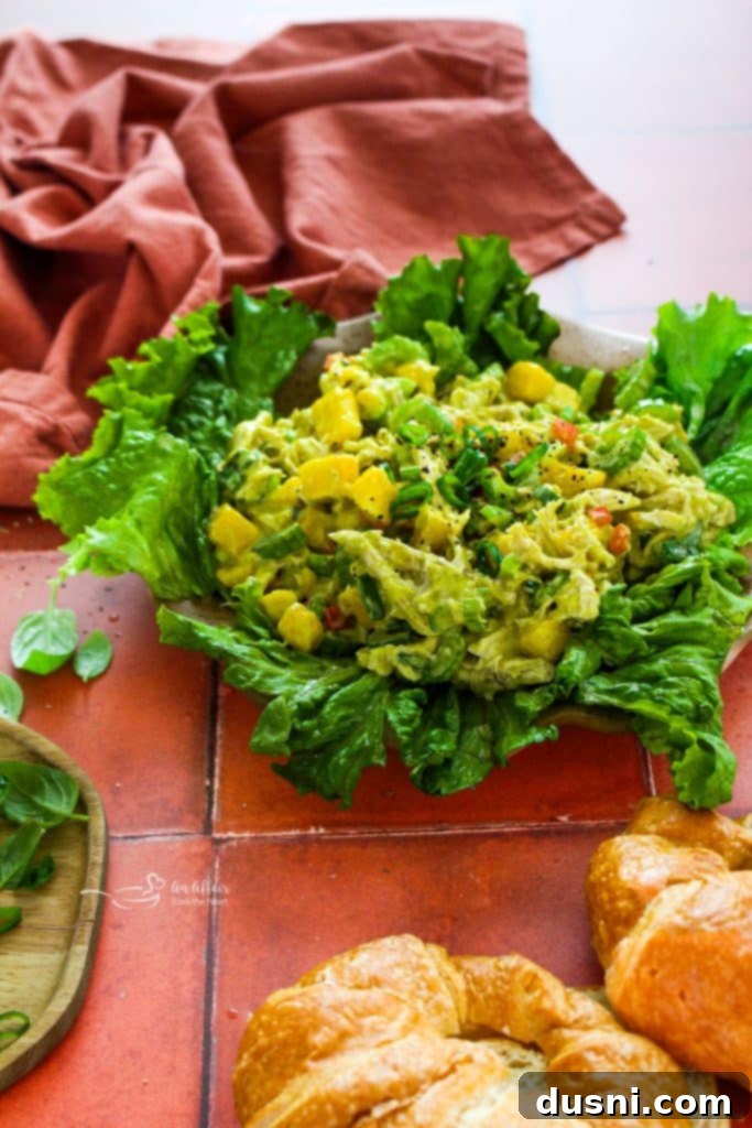 Close-up of Peach Basil Chicken Salad