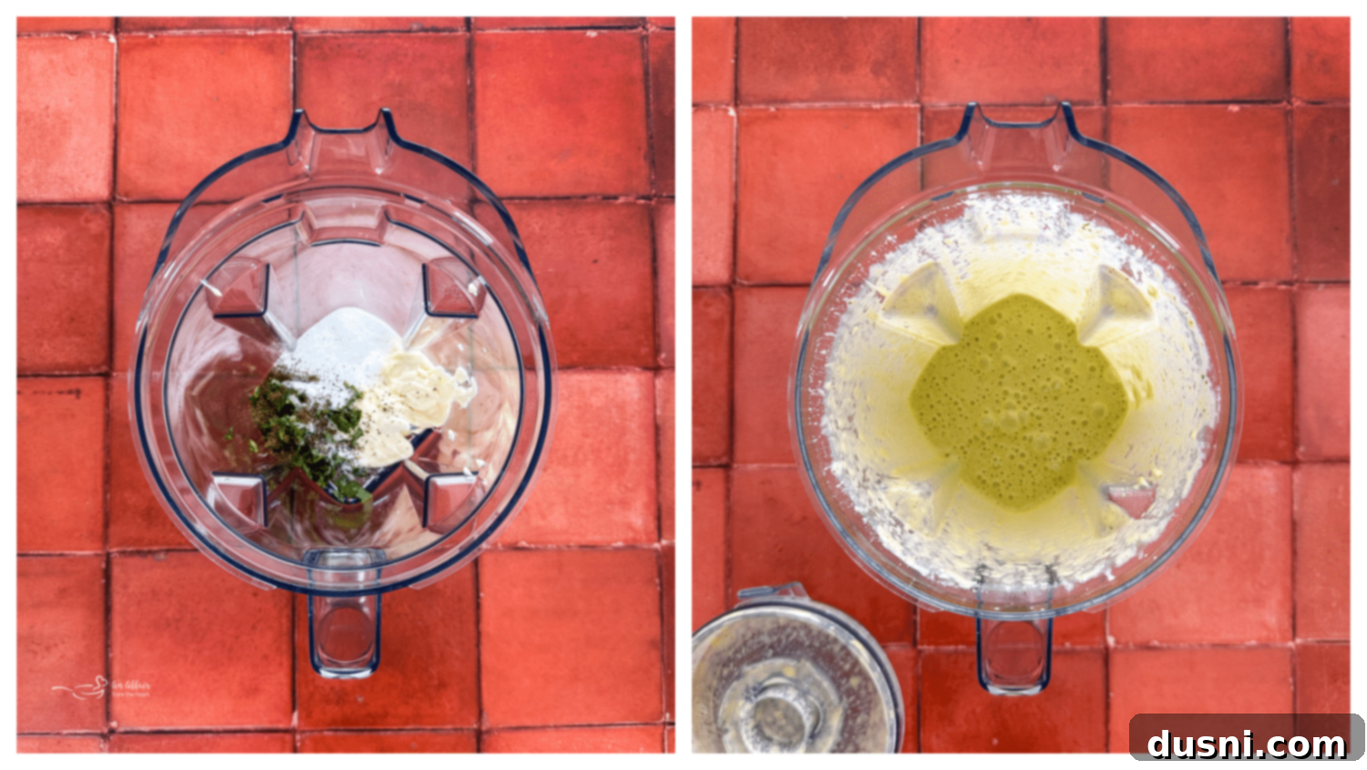 Making the dressing in a blender