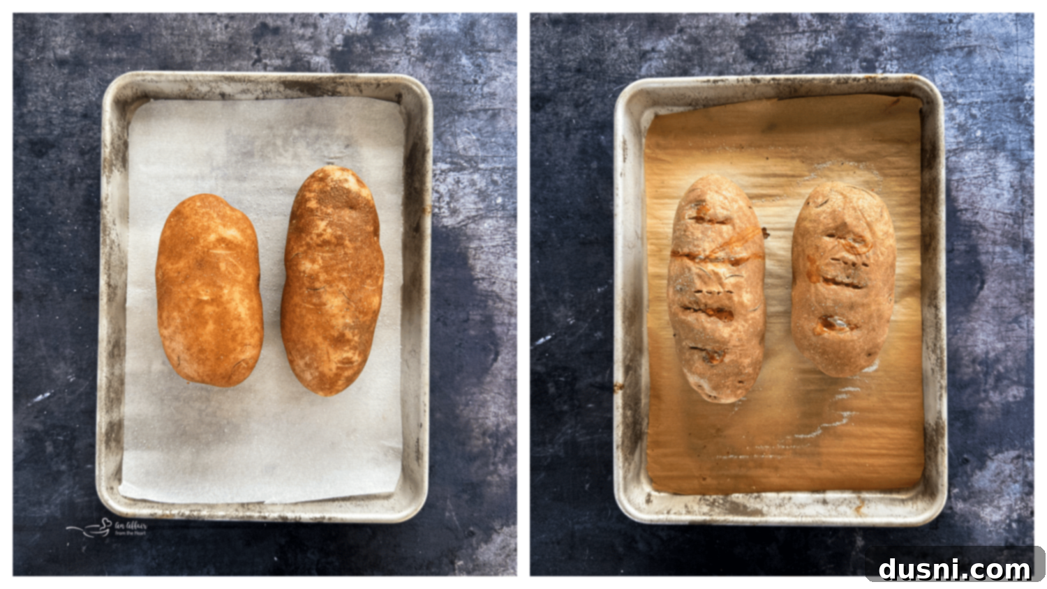 Rubbing salt on a wet russet potato