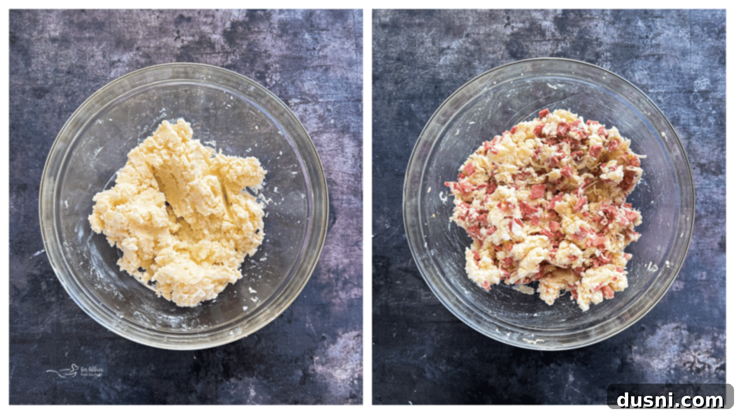 Scooping out baked potato flesh