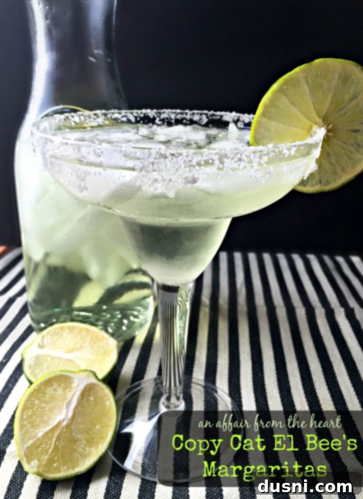 Side view of a perfectly mixed Copy Cat El Bee's Margarita, ready to be enjoyed