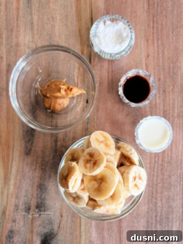 Creamy Peanut Butter Banana Delight 3 Peanut Butter Banana Nice Cream in a glass bowl