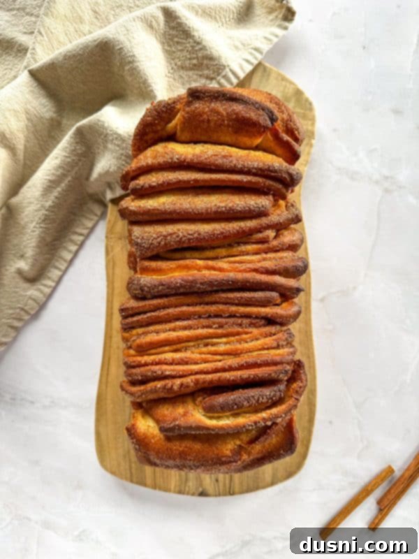 Warm Cinnamon Pull-Apart Perfection 15 Cinnamon pull apart bread dough in loaf pan after second rise