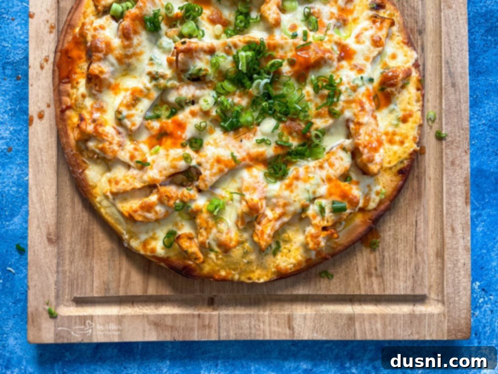 Buffalo Chicken Pizza with a side salad