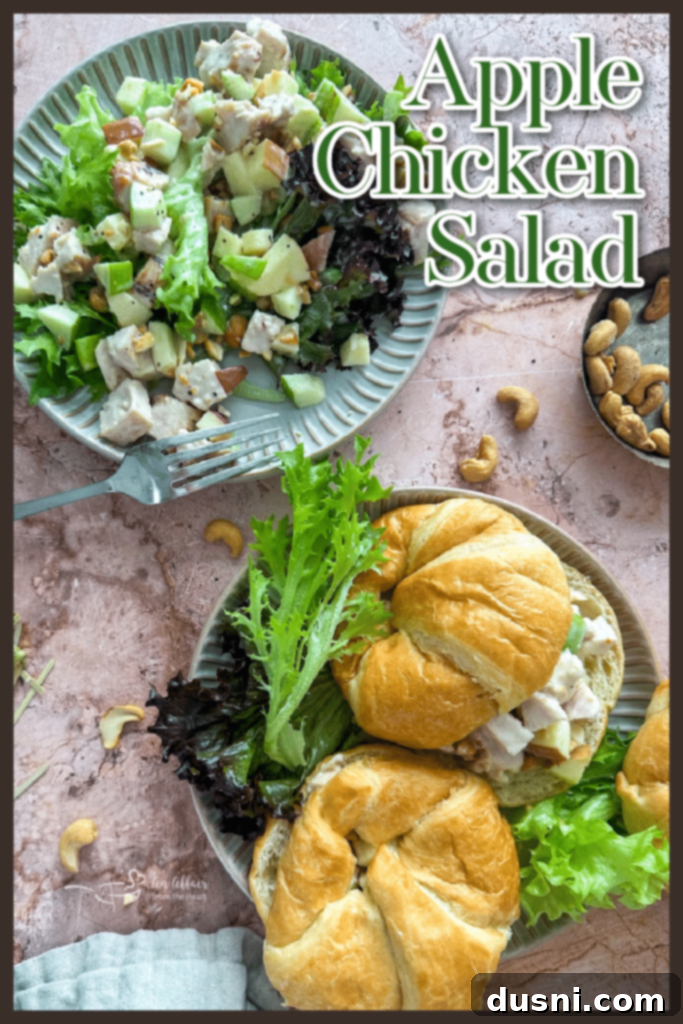 A large bowl of Apple Chicken Salad ready to be served.