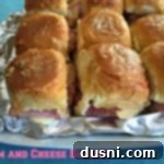 Savory Slider Melts 2 close up of Ham and Cheese Sliders