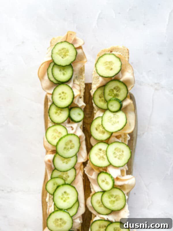 Step 7: Topping the turkey with fresh cucumber slices