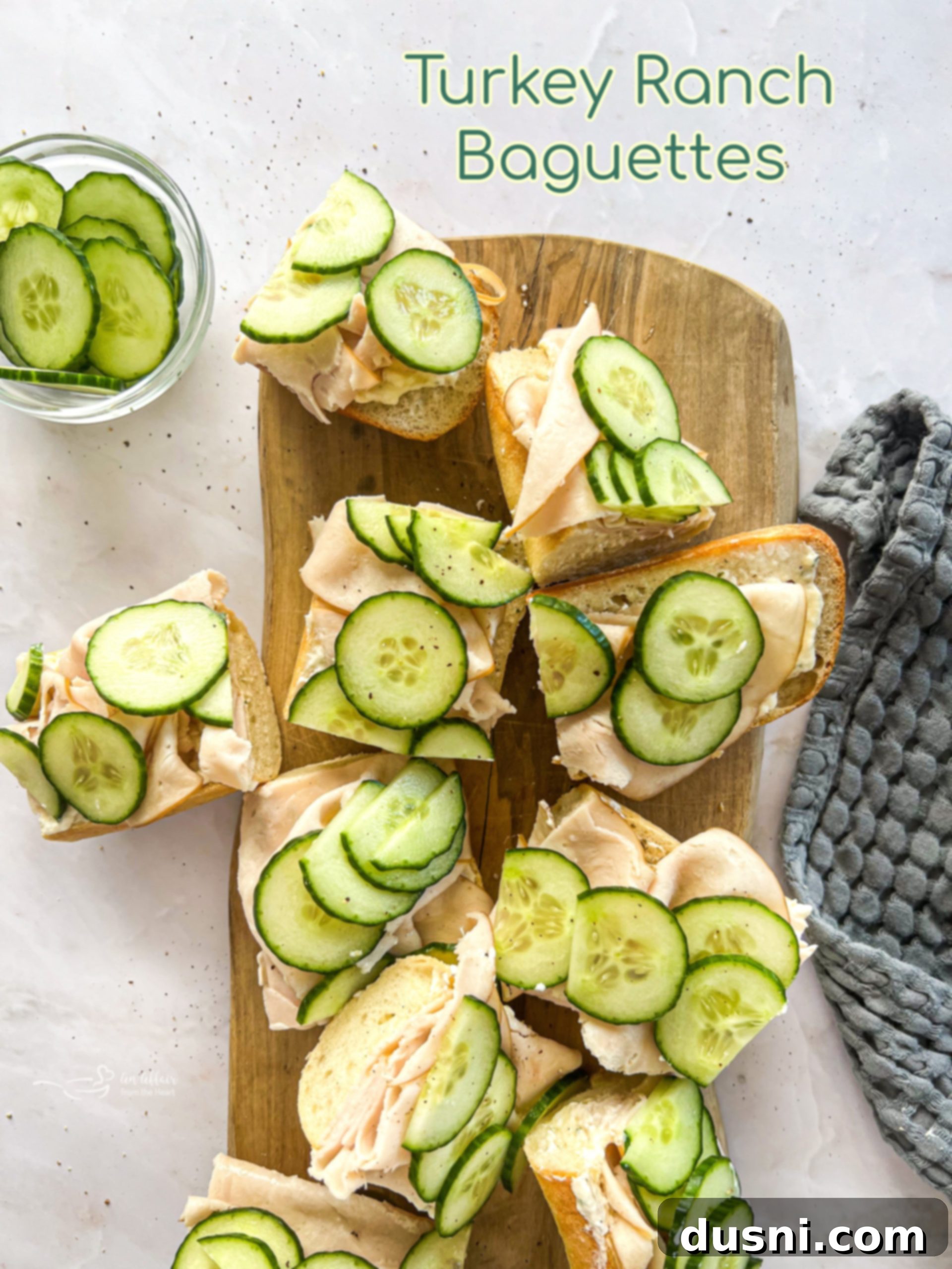 A large hero shot of an entire Turkey Ranch Baguette, beautifully assembled