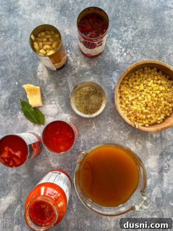 Simmered Garden Minestrone 6 Freshly cooked minestrone in a white bowl, ready to serve.