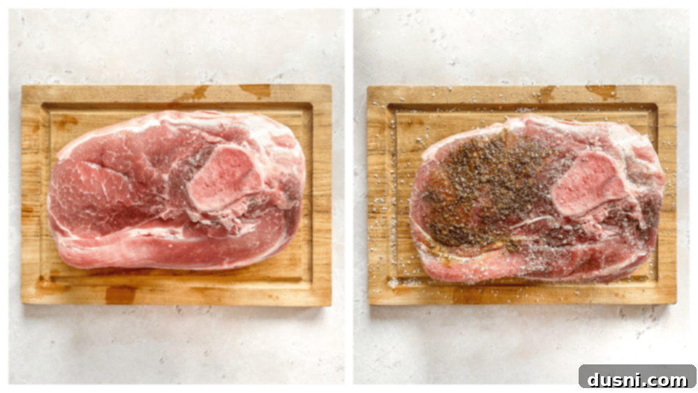 Crispy Tender Slow Cooker Carnitas 9 Rubbing spice mixture onto pork roast