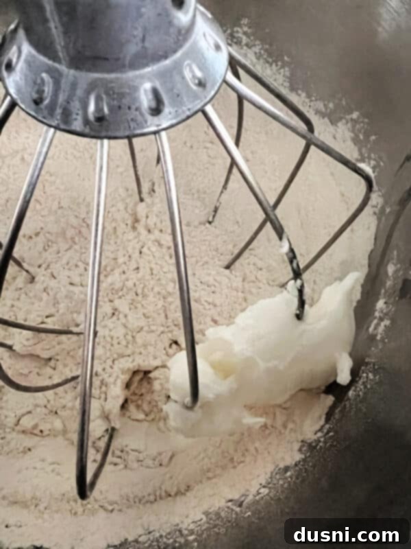 Better Bisquick From Your Kitchen 8 Shortening being incorporated into dry ingredients for homemade Bisquick mix