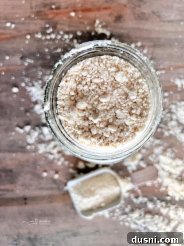 Better Bisquick From Your Kitchen 9 A mason jar filled with freshly made homemade Bisquick mix