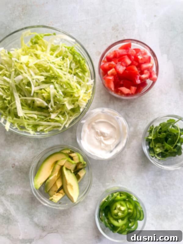 Assortment of taco toppings