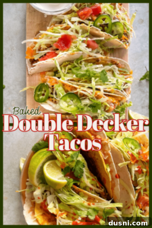 Double Decker Tacos with a vibrant background