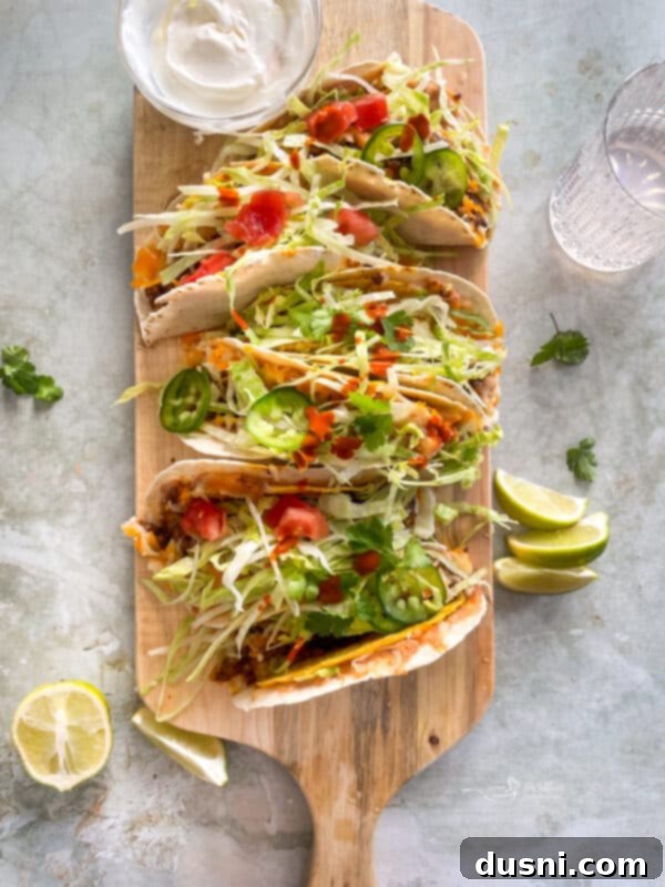 Double Decker Tacos in a baking dish before serving