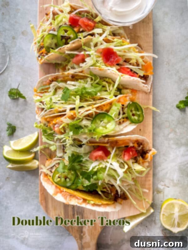 A large platter of Baked Double Decker Tacos, beautifully presented