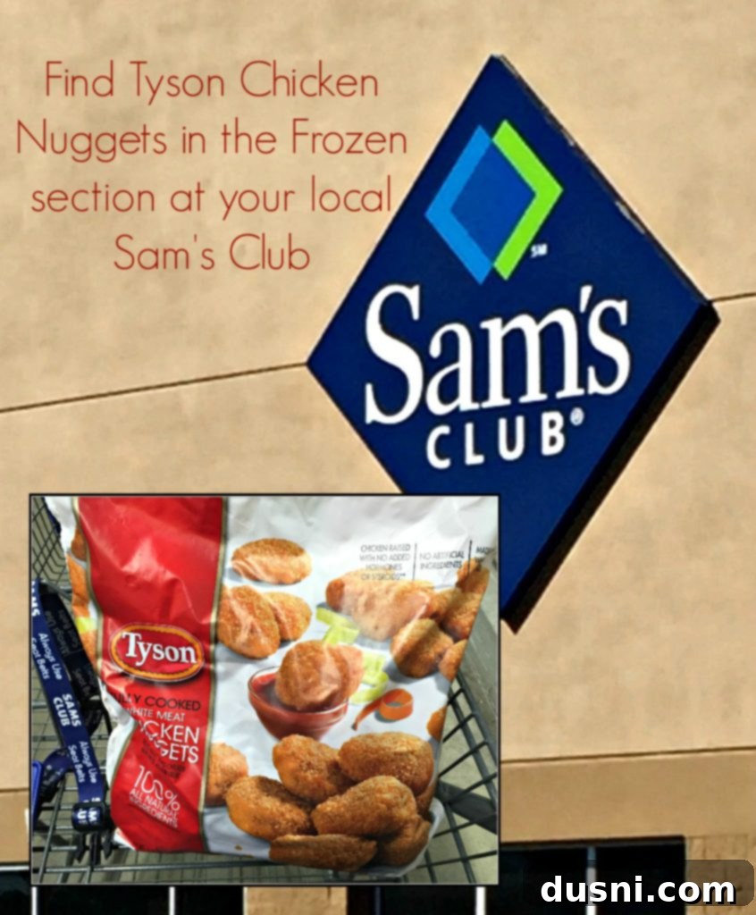Tyson Chicken Nuggets packaging in a Sam's Club cart, promoting the Peanuts movie partnership