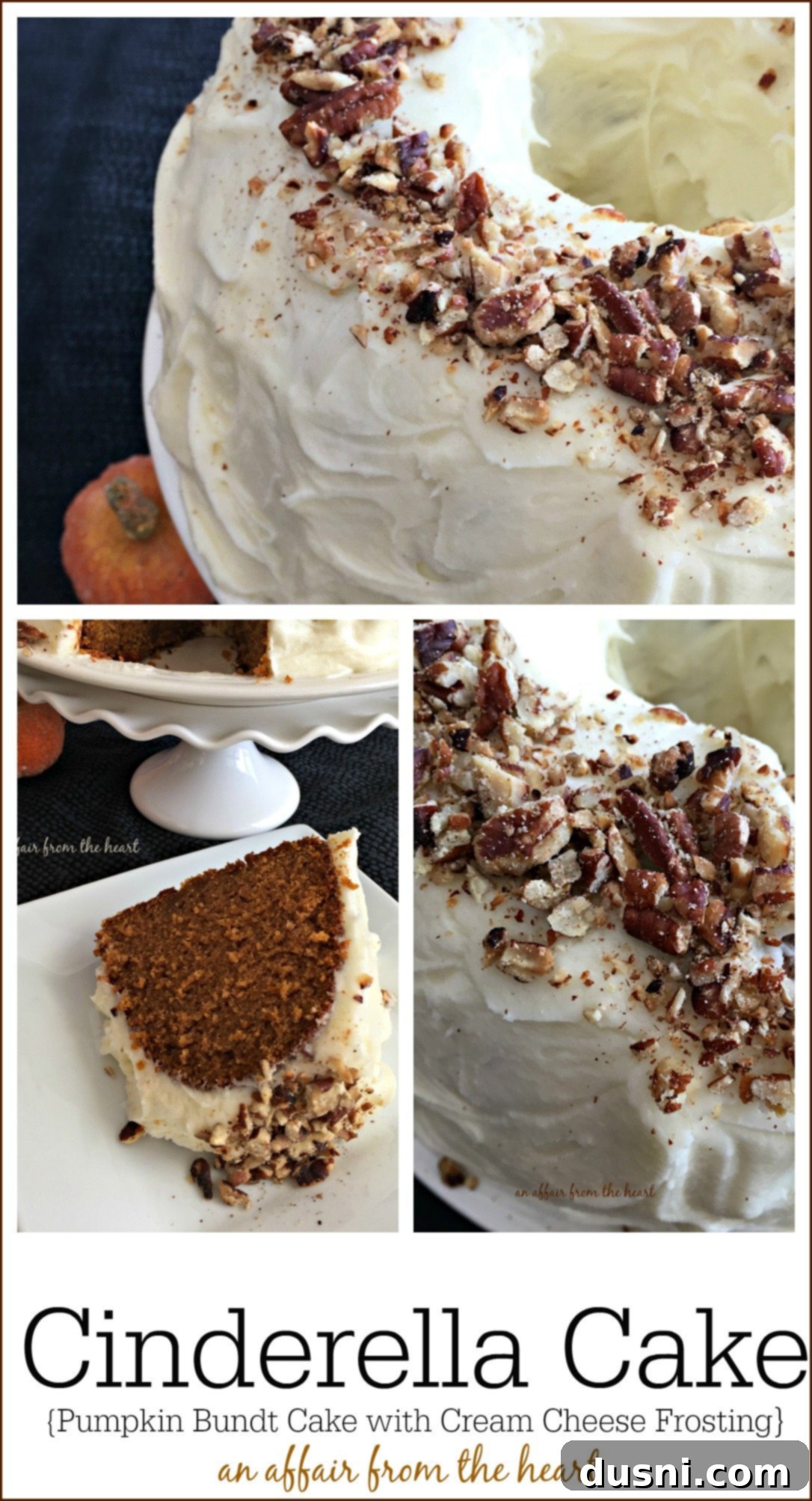 Cinderella Cake {Pumpkin Bundt Cake with Cream Cheese Frosting} - Pinterest pin graphic