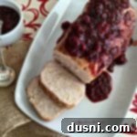 Balsamic Cranberry Glazed Pork Loin 2 overhead of Pork Tenderloin with Balsamic Cranberry Sauce